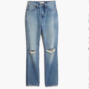 Madewell The Perfect Vintage Straight Jeans - Knee Rips Edition